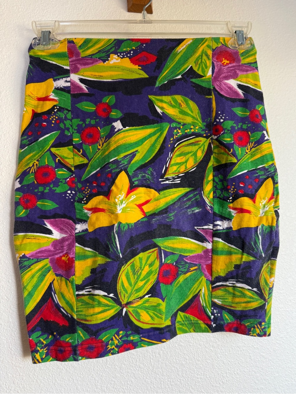 Vintage The Limited 80s Jungle Botanical Print Pencil Skirt Made in Italy Cotton